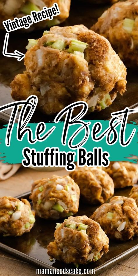 Stuffing Balls Recipe, Best Stuffing, Stuffing Balls, Thanksgiving Food Sides, Best Thanksgiving Recipes, Easy Stuffing, Thanksgiving Stuffing, Thanksgiving Dishes, Stuffing Recipes