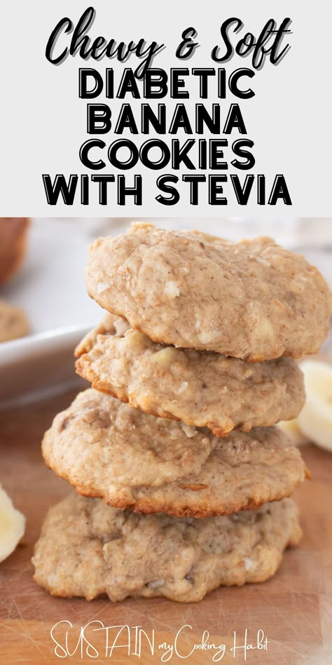 Sugar Free Banana Cookies, Liver Friendly Desserts, Low Sugar Banana Recipes, Baking With Stevia, Stevia Sugar, Sugar Free Cookie Recipes, Banana Cookie, Sugar Foods, Banana Cookie Recipe