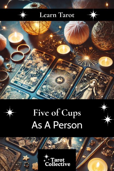 Discover the intriguing personality traits of the Five of Cups as a person in tarot readings. Explore the deep emotions, lessons of resilience, and challenges that define this card on www.tarot-collective.com. Dive into the symbolism and uncover the insights it offers about coping with loss and finding hope. Unlock the wisdom of the Five of Cups today! #TarotReading #TarotCollective #FiveOfCups #TarotWisdom #EmotionalHealing Nine Of Cups, King Of Cups, King Of Wands, Learn Tarot, Wands Tarot, Daily Tarot Reading, Cups Tarot, Swords Tarot, Emotional Depth