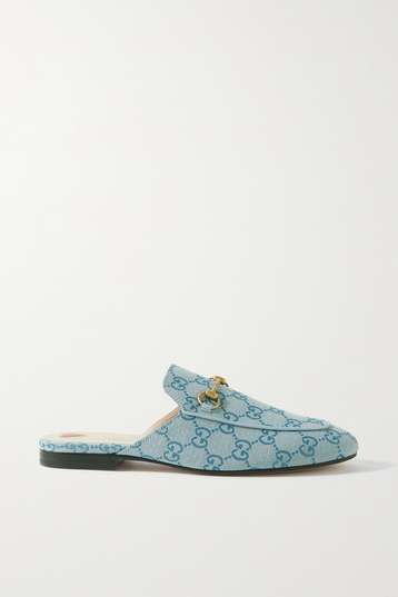 Gucci for Women | NET-A-PORTER Slipper Outfit, Gucci Princetown, Horsebit Loafers, Gg Monogram, Leather Wear, Material Girl, Blue Canvas, Gucci Mules, Material Girls