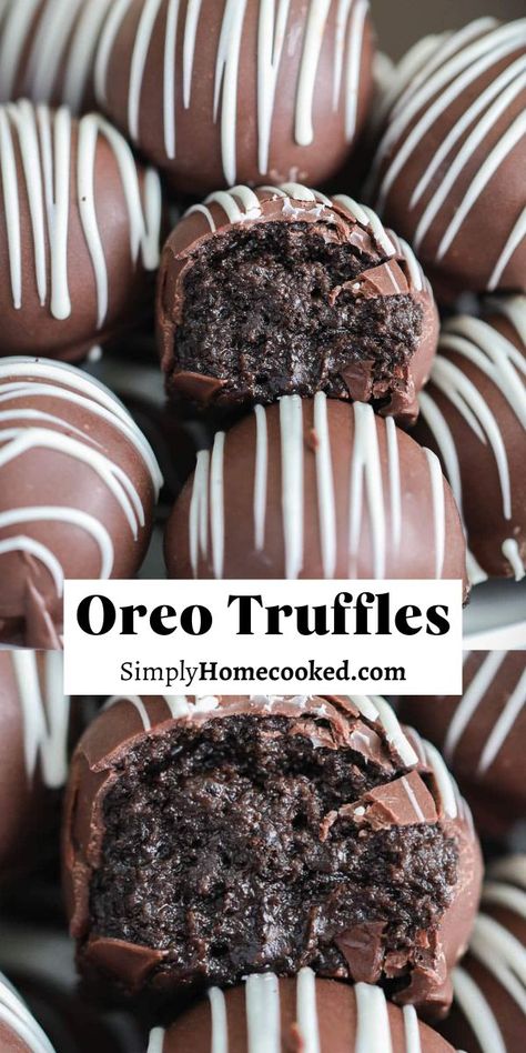 All you need is 3 ingredients to make these Oreo truffles! They are so indulgent and delicious, yet very easy to make! You’ll definitely want to make these for your next get-together. Oreo Cake Pops Recipe, Oreo Cake Pops, Oreo Truffles Recipe, Morning Recipes Breakfast, Truffles Recipe, Christmas Baking Recipes, Chocolate Oreo, Chocolate Cookie Dough, Simply Home