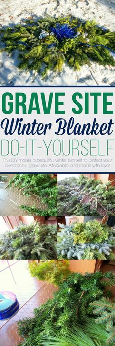 Detailed instructions to make a winter blanket to protect your loved love's grave site. Making them yourself is more affordable and made with love! Diy Grave Blankets, Flowers Arrangements Diy, Diy Cemetery, Cemetary Decorations, Gravesite Decorations, Grave Flowers, Casket Sprays, Winter Blanket, Cemetery Decorations