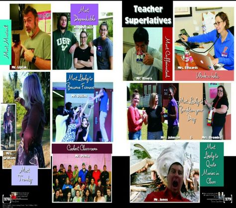 2017 Pasco High School Yearbook, Dade City, FL - Teacher Superlative spread Teacher Superlatives Yearbook, Teacher Superlatives, Yearbook Layouts, Yearbook Ideas, High School Yearbook, School Yearbook, Polaroid Pictures, 8th Grade, Yearbook