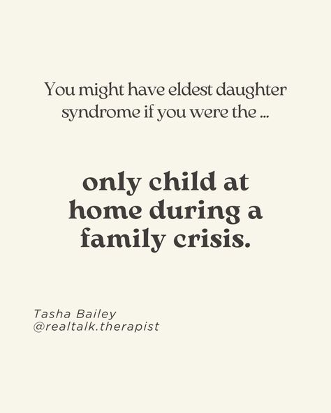 Unpopular opinion : you don't need to be the eldest daughter to experience eldest daughter pressures. I spoke about this on @threads and so many fellow youngest daughters had a lot to say on this. "Eldest daughter syndrome" comes from having to take on too much responsibility as a child. Usually due to being the oldest and the female child. But there are so many other nuances that can lead the rest of us to feel it too. "Eldest daughter syndrome" is a type of parentification where you had... Eldest Daughter Syndrome, The Eldest Daughter, Eldest Daughter, Youngest Daughter, Older Sister, Unpopular Opinion, Feel It, A Child, Need This