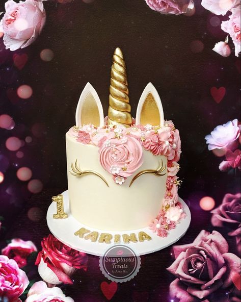 Names On Cakes Ideas, Unicorn Cake Birthday 1 Layer, Unicorn Flower Cake, Unicorn Cake Pink, Tort Unicorn, Pink Unicorn Cake, Unicorn Head Cake, Unicorn Cake Design, Swedish Princess Cake