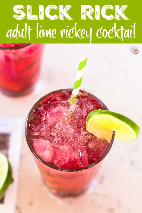 Slick Rick Cocktail | Take Two Tapas | #LimeRickey #ArcticCircle #Sonic #GrapeLimeRickey #SlickRick #CocktailRecipe #Cocktails #MocktailRecipes Lime Rickey Recipe, Rickey Cocktail, Grape Vodka, Sparkling Grape Juice, Summer Vodka Cocktails, Lime Rickey, Low Calorie Cocktails, Slick Rick, Vodka Lime