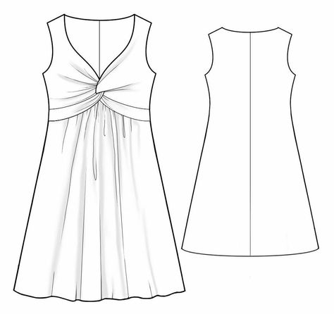 Dress With A Knot  - Sewing Pattern #2022 Made-to-measure sewing pattern from Lekala with free online download. Knot Dress Pattern, Technical Flats, Sewing Pattern Women Dress, Mccalls Patterns Dress, Sewing Patterns Free Women, Fashion Design Template, Dresses 2022, Pattern Dress Women, Twisted Dress