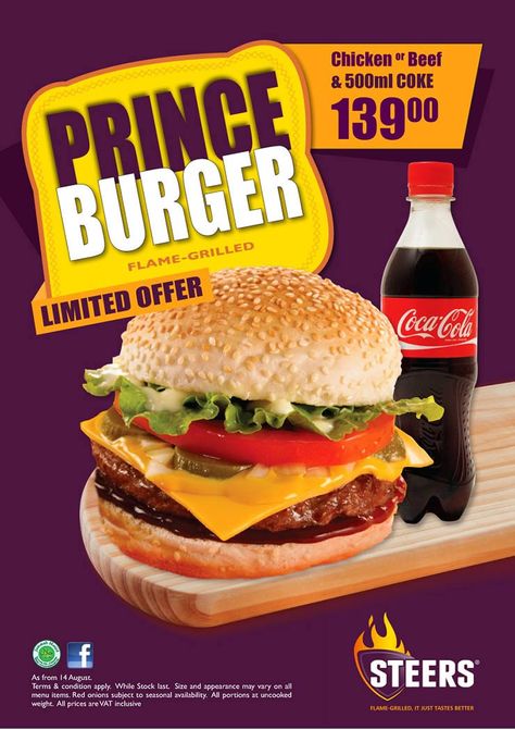 STEERS - Saucy & Juicy Prince Burger Return On Investment, Cheat Day, Menu Items, Email Marketing, Healthy Life, Healthy Food, Investment, Grilling, Prince