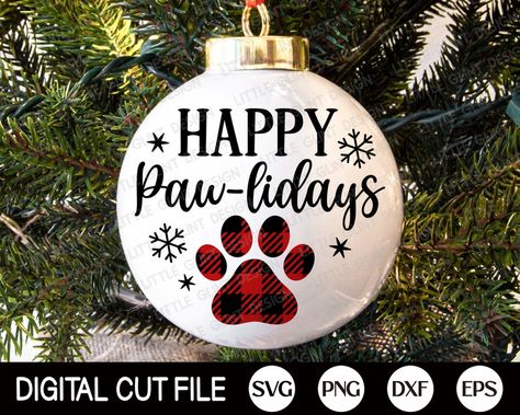 Dog Ornaments Diy, Pet Christmas Ornaments, Paw Print Christmas, Christmas Dog Decor, Memorial Svg, Angel Dog, Pet Crafts, Dog Xmas, Scrapbook Christmas