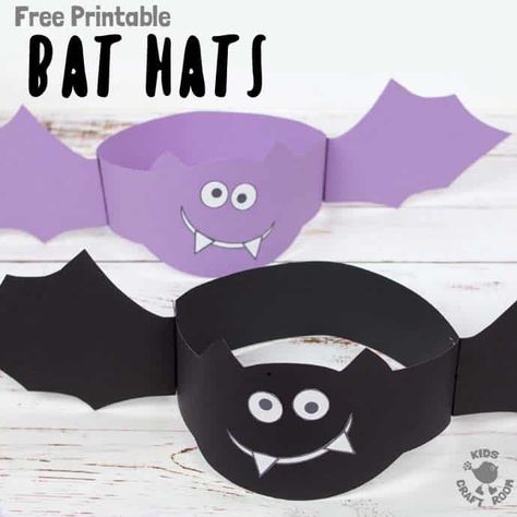 Free printable bat hat template. Halloween Kids Crafts Easy, Bat Crafts, Bat Hat, Bat Craft, Fox Crafts, Hat Template, Mascaras Halloween, Kids Craft Room, Headband Crafts