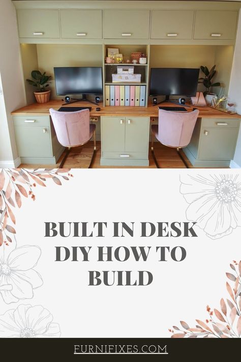 Built in Desk Diy How to Build Built In Desk Diy, Diy Built In Desk, Built In Computer Desk, Workspace At Home, Diy Built In, Desk Diy, Diy Desk Decor, Wall Mounted Desk, Custom Desk