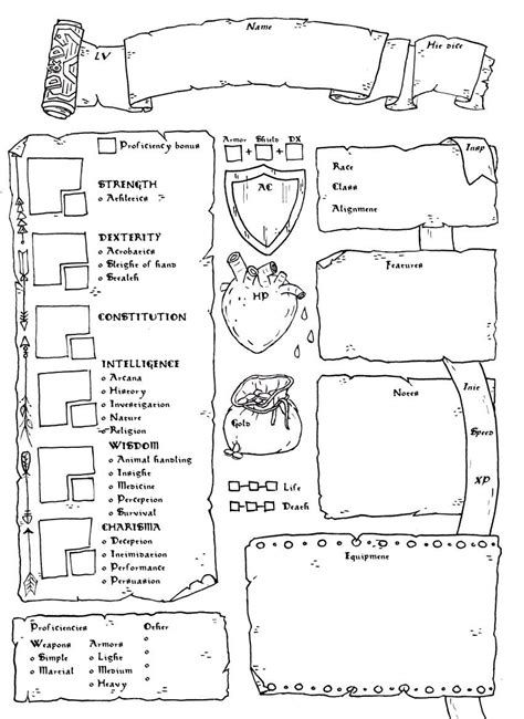 Printable Dnd Character Sheet 5th Dnd Character Journal Pages, Dnd Sheet Template, Dnd Character Design Sheet, Dnd Character Sheet Printable, D D Character Sheet, Dnd Sheet, Cute Dnd Character Sheet, Dnd Character Sheet Template Free, Dnd Character Journal