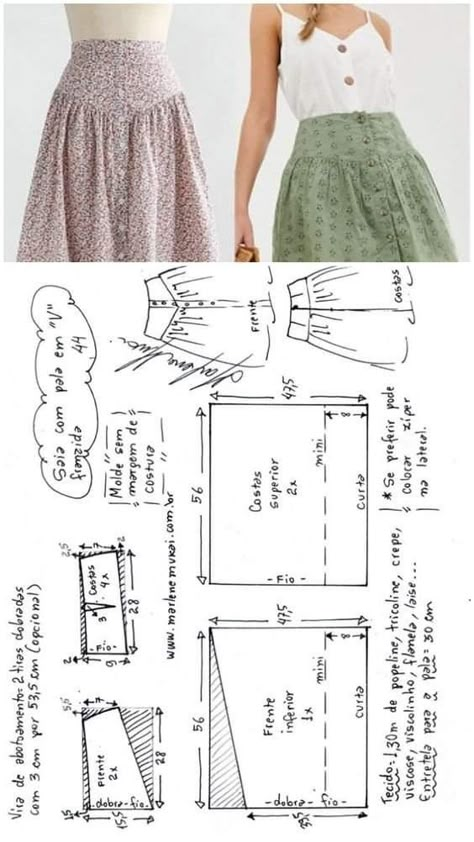 Dress Skirt Patterns Sewing, Sewing Skirts Patterns, Long Skirt Pattern, Pola Rok, Maxi Skirt Pattern, Diy Clothes Patterns, Skirt Patterns, Sewing Clothes Women, Diy Clothes Design