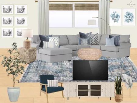 Beach House Living Room Gray Couch, Gray Couch Blue Chairs Living Room, Light Blue Living Room Walls Grey Couch, Gray And Blue Coastal Living Room, Coastal Living Rooms With Grey Couches, Pillows For Light Gray Couch, Blue Gray Living Room Ideas, Blue And Oak Living Room, Grey Couch Blue Pillows