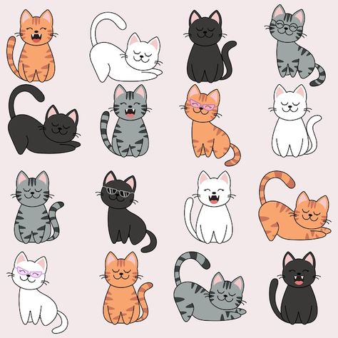 Conjunto de diferentes personagens de de... | Premium Vector #Freepik #vector #personagem #desenho-animado #animal #gato Cats Cartoon, Logo Baby, Cartoon Cats, Cat Ball, Cute Cat Drawing, Cat Character, Cats Illustration, Fat Cats, Angel Art