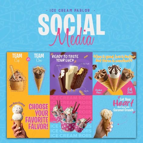 Social media post for - Ice Cream Parlor/Brand - Amul Ice Cream, Social Media Ads Design, Oreo Crunch, Freeze Dried Ice Cream, Food Web Design, Ice Cream Poster, Creative Branding Design, Caramel Crunch, Ice Cream Design