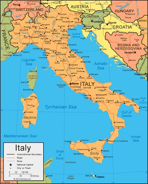 Italy Map and Satellite Image Italy On Map, Map Of Italy Cities Travel Guide, Map Of Italy Cities, Sicily Italy Map, Ideas Dormitorio, Italy Regions Map, Sardinia Italy Map, Map Italy, Calabria Italy Map