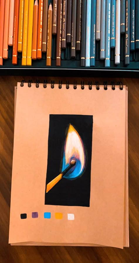 Fire Drawing Colored Pencil, Pencil Colour Realistic Drawing, Easy Coloured Pencil Drawings, Pencil Colour Drawing Ideas Creative, What To Draw With Colored Pencils, Colorful Pencil Drawings, Crayon Colour Drawing, Prisma Color Drawings Ideas, Coloured Pencil Drawings Easy