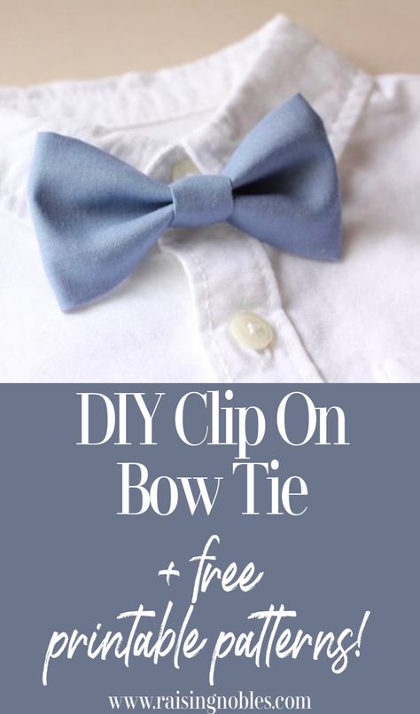 DIY clip on bow tie tutorial. This tutorial has free bow tie patterns. #diybowtie #bowtie Infant Bow Tie Pattern, Diy Clip On Bow Tie, Bowtie Decoration Ideas, Bowtie Diy Pattern, Free Bow Tie Pattern, Baby Bow Tie Pattern, Diy Bow Ties For Boys, Bow Tie Pattern Men's, Mens Bow Tie Pattern Free