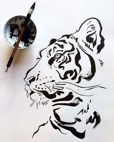 Illustration by @larsotterclou | #blackworknow if you would like to be featured  Submissions/business inquiries blackworknow@gmail.com  Follow our pages @dotworknow @tempuradesign and @illustrationow Tattoo Tiger, Tiger Drawing, Tiger Illustration, Animal Drawings Sketches, Soyut Sanat Tabloları, Tiger Art, Arte Sketchbook, A Tiger, Wallpapers Iphone