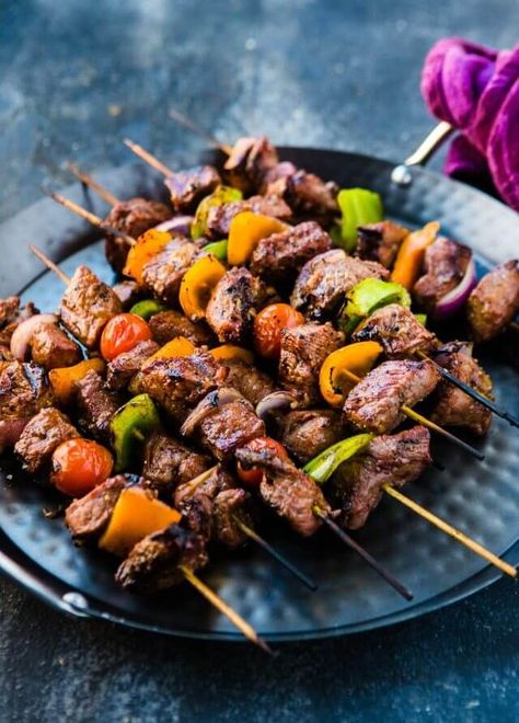 Marinated Beef Shish Kabobs Beef Shish Kabob, Shishkabobs Recipe, Vegan Bbq Recipes, Seitan Recipes, Vegetarian Bbq, Kebab Recipe, Shish Kabobs, Shish Kebab, Beef Kabobs