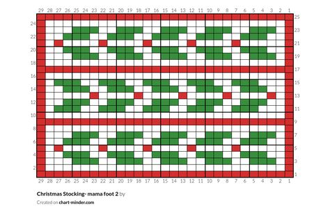 Copy of Christmas Stocking- mama foot by Halle Rider | Chart Minder Christmas Knitting Graphs, Christmas Knitting Charts, Stocking Inspiration, Knitting Graphs, Stocking Patterns, Christmas Charts, Color Knitting, Colorwork Chart, Christmas Stocking Pattern