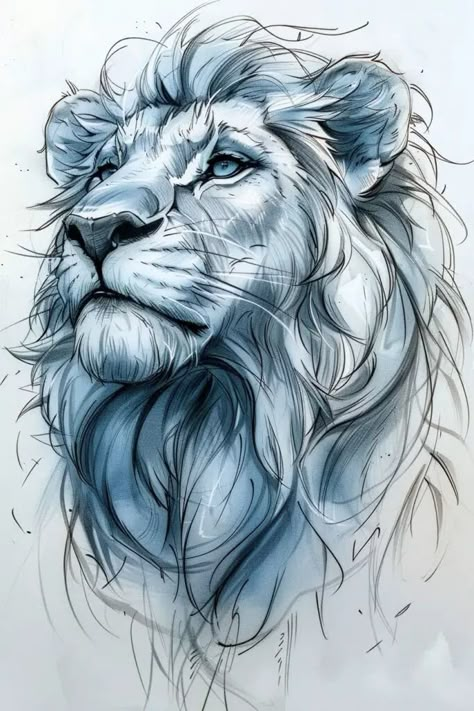 Cute and Easy Doodles to Draw - Simple Drawing Ideas - Puqqu Lion Sketch, Lion Drawing, Animal Drawings Sketches, Easy Doodles Drawings, Lion Art, Animal Sketches, Lion Tattoo, Simple Doodles, Drawing Techniques