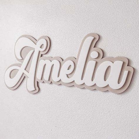 Name Board Ideas, Acrylic Name Sign, Name Boards, Address Signs, Laser Projects, Vintage Font, Bedroom Decor Inspiration, Name Letters, One Colour