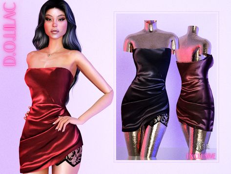 Sims 4 Bodycon Dress, Sims 4 Get Together, The Sims 4 Custom Content, Sims 4 Family, Dress With Gloves, Silk Dress Short, Sims 4 Expansions, Balloon Dress, Sims 4 Collections