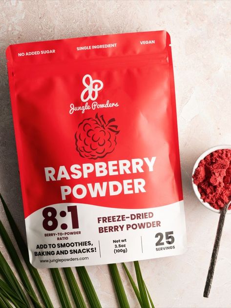 Jungle Powders Raspberry Powder 3.5oz, Powdered Unsweetened Freeze Dried Raspberries, Additive, Filler, and GMO Free Red Superfood Extract for Baking Superfood Powders, Raspberry Powder, Sahale Snacks, Fruit Powder, Product Photoshoot, Freeze Dried Raspberries, Natural Food Coloring, Dried Raspberries, Raspberry Fruit