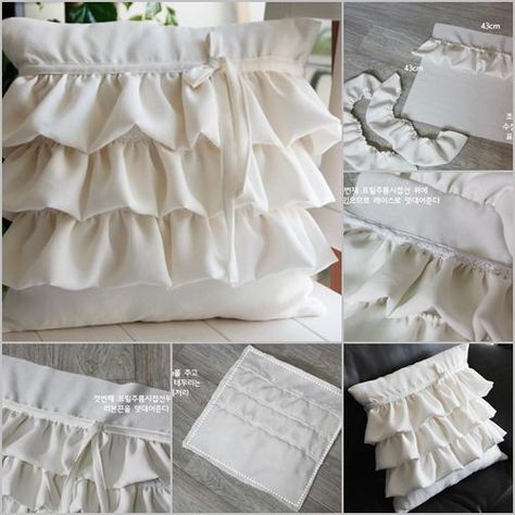 Diy Dollar Tree Gifts, Ruffle Pillow Case, Diy Wood Stain, Diy Ruffle, Victorian Crafts, Shabby Chic Decor Bedroom, Pillow Cases Diy, Crochet Basket Pattern Free, Doll Crib