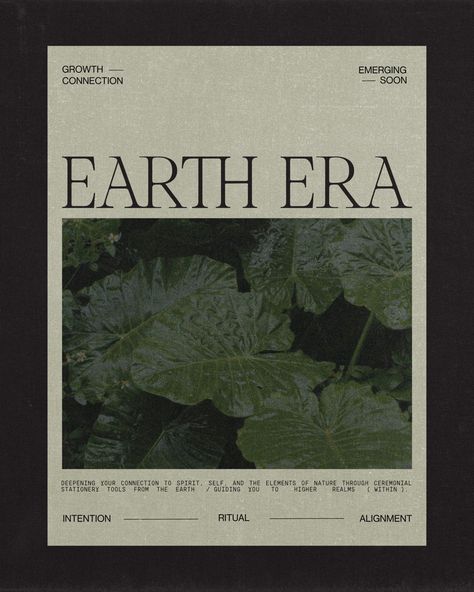 branding for Earth Era. ceremonial stationery tools to deepen connection wirh Spirit, Self and Nature. minimal, modern, and mysterious. welcoming a new paradigm of inner transformation, clarity and healing — by encouraging you to be your own healer. Modern Nature Graphic Design, Organic Web Design, Jungle Branding, Mother Earth Aesthetic, Earth Branding, Graphic Design Green, 5 Elements Of Nature, Nature Graphic Design, Spiritual Website