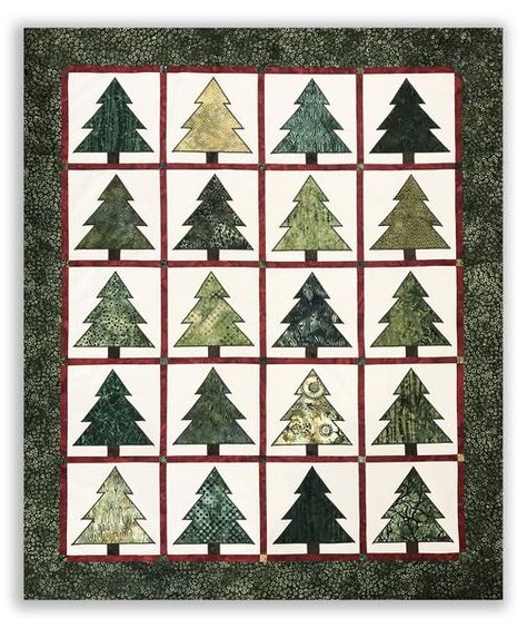 Ponderosa Pines Pattern – Jordan Fabrics Quilts With Trees Free Pattern, Small Christmas Tree Patterns, Peppermint Pines Quilt Pattern, Winter Pines Quilt Pattern, Quilted Trees Free Pattern, Quilts With Trees Ideas, Pine Tree Quilts, Evergreen Quilt Pattern, Xmas Quilts Free Pattern