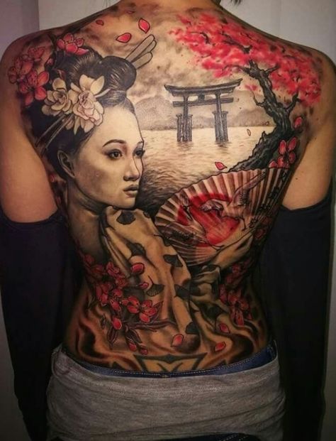 Pin by TRXInked_68 on InkIdeas | Back tattoo women, Geisha ... #tattoosformen #backtattoo Geisha Back Tattoo, Geisha Tattoos, Japanese Tattoo Women, Japanese Back Tattoo, Geisha Tattoo Design, Japanese Tattoos For Men, Temple Tattoo, Chris Garver, Geisha Tattoo