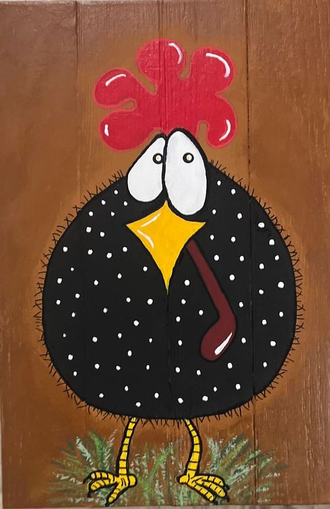 Animal Rock Art, Chicken Painting Easy, Bird Painting Diy, Painted Chicken, Farm Animal Paintings, Snowflake Crafts, Animal Paintings Acrylic, Perfect Summer Day, Driftwood Art Diy