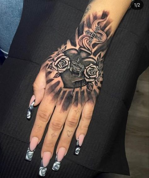 Brooklyn Frost, Hand Tatts, Unique Hand Tattoos, Hand Tattoo Designs, Tattoos To Cover Scars, Sticker Tattoo, Hand And Finger Tattoos, Money Tattoo