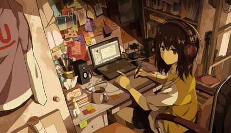 Thoughtful Rooms - Imgur Headphones, Computer, Desk, Screen, Anime