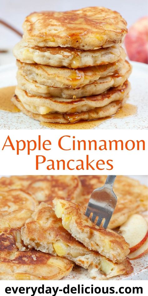 Apple Pancake Recipe, Apple Cinnamon Pancakes, Pancakes For Breakfast, Cinnamon Pancakes, Apple Pancakes, Pancake Recipe Easy, Apple Cinnamon, Apple Cake, Breakfast Brunch Recipes