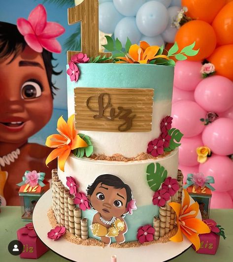 Moana Cake Ideas, Moana Cake Design, Baby Moana Cake, Moana Theme Cake, Moana Birthday Decorations, Moana Birthday Cake, Moana Birthday Party Theme, Moana Theme Birthday, Festa Moana Baby