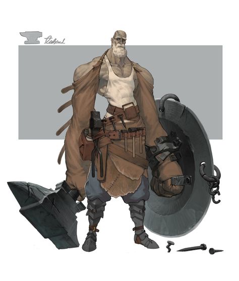 ArtStation - Blacksmith, Hyun Zu Ko Blacksmith Character, Character Design Male, Blacksmithing, Anime Style, Concept Art, Character Art, Character Design, Zelda Characters, Anime