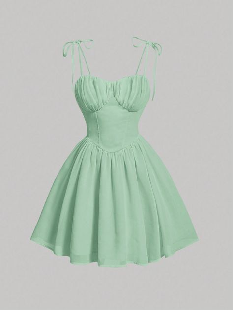 SHEIN MOD Women's Ruched Bust Strappy Cami DressI discovered amazing products on SHEIN.com, come check them out! Cocktail Dress Classy, Green Costumes, Green Satin Dress, Light Green Dress, Green Summer Dresses, Chic Cocktail Dress, Mint Green Dress, Cute Short Dresses, White Dress Summer