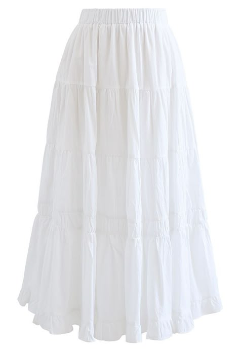 Formal Skirts, White Skirt Outfits, White Long Skirt, Modesty Outfits, White Maxi Skirts, Cotton Midi Skirt, Rock Outfit, 자수 디자인, White Maxi