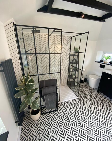 Victoria Plum customer @thesandstonemanse recently had their beautiful bathroom featured in @forbes.home, with our black-framed walk-in shower enclosure in centre stage! Congrats Ben & Laura on creating such a well-designed and stunning space! ❤️ Blue Green Tile, Victoria Plum, Glass Shower Panels, Walk In Shower Enclosures, White Tile Floor, Double Shower, White Subway Tile, Black Shower, Small Bathroom Design