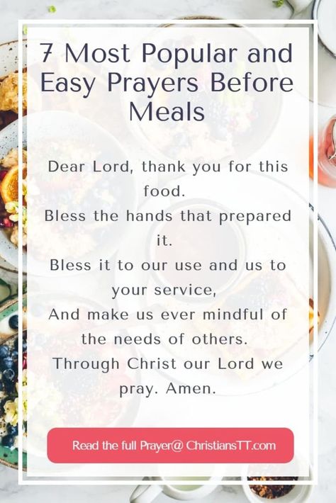 7 Most Popular and Easy Prayers Before Meals Christmas Grace Before Meal, Prayers To Bless Food, Prayers For Mealtime, How To Say Grace At Dinner, How To Pray Before Meals, Dinner Prayers Family, Food Blessing Prayer, Grace Prayers Before Meals, Saying Grace Before Meals Prayer