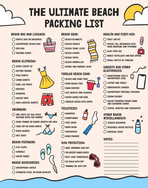 Sea Trip Packing List, What To Bring To A Beach Vacation, Things To Pack For Vacation Summer, Ultimate Beach Vacation Packing List, Packing Checklist For Vacation Beach, Sea Vacation Packing List, Packing List For The Beach Vacation, Beach List Packing Vacations, Things To Pack For The Beach Vacations