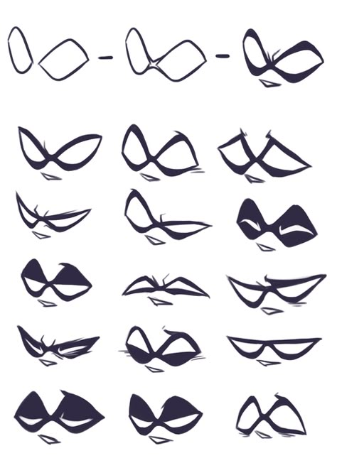 Mask Expressions Drawing, Spider Man Expressions Reference, Mask Eyes Drawing, Spider Man Mask Expressions, Spiderman Facial Expressions Drawing, Spidersona Expressions, Superhero Mask Drawing Reference, Splatoon Face Reference, Spiderman Mask Reference