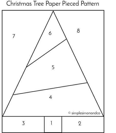 Christmas Tree Paper Pattern - Simple Simon and Company Christmas Tree Quilt Block Patterns, Foundation Paper Piecing Templates, Christmas Tree Quilt Block, Christmas Tree Paper, Tree Quilt Block, Christmas Tree Quilt, Christmas Tree Template, Paper Pieced Quilt Patterns, Foundation Paper Piecing Patterns