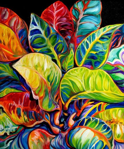 Abstract Tropical Art Paintings, Natural Form Artists, Marcia Baldwin, Tropical Abstract, Tropical Painting, Drawing Examples, Abstract Botanical, Plant Drawing, Painting Flowers