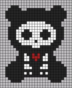 Skelanimals Pixel Art, Grid Art Pattern, Pixel Art Inspo Easy, Skelanimals Perler, Skelanimals Perler Beads, Pixel Art On Paper, Emo Pixel Art, Grunge Pixel Art, Skeleton Pixel Art