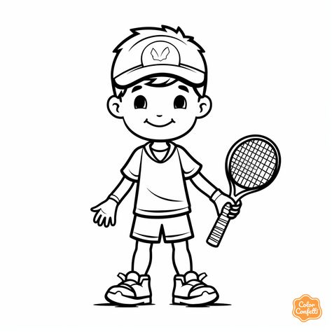 illustration of Tennis player in action coloring Tennis Coloring Pages, Mandala Turtle, Racquets, Clipart Black And White, Play Tennis, Boys Playing, Tennis Player, Fantasy Fairy, Home Sport